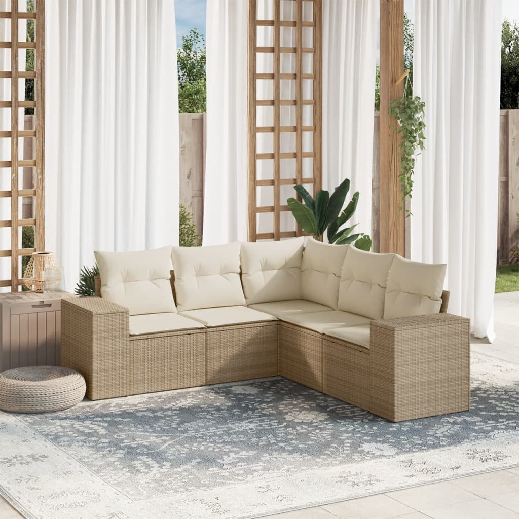 Sofasæt Til Haven 5 Dele Med Hynder Polyrattan Brun