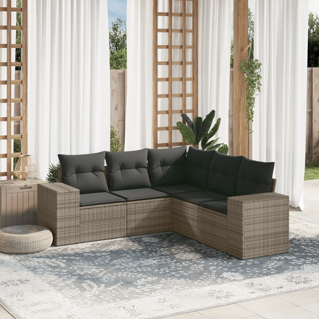 Sofasæt Til Haven 5 Dele Med Hynder Polyrattan Brun
