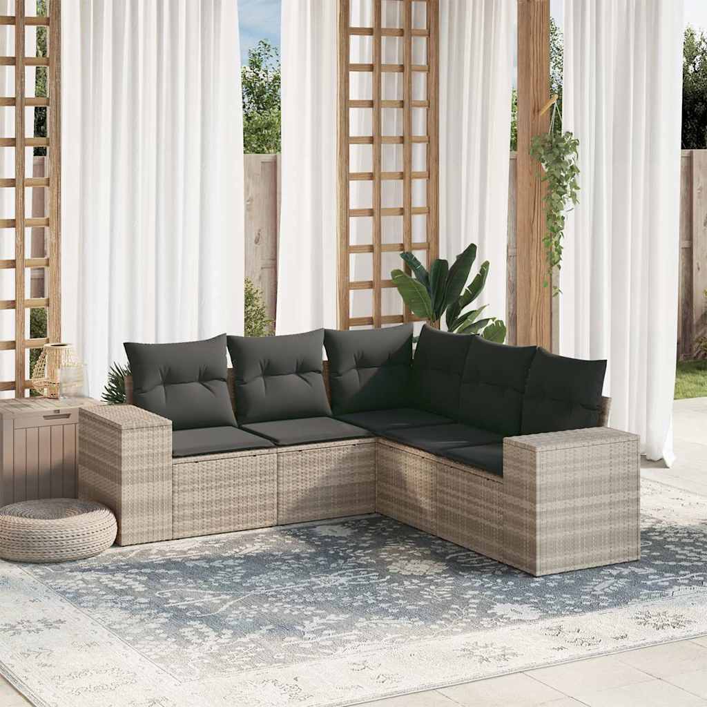 Sofasæt Til Haven 5 Dele Med Hynder Polyrattan Brun