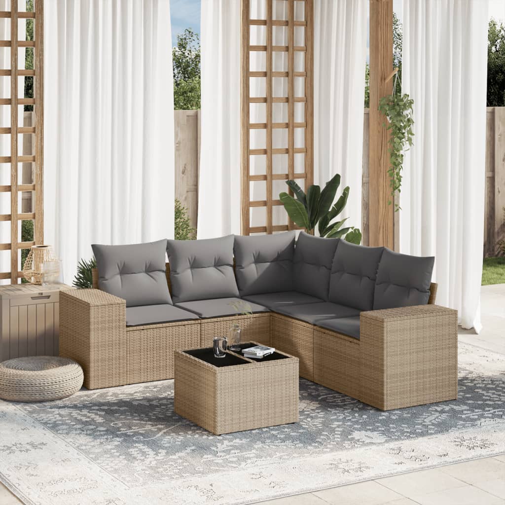 Sofasæt Til Haven 5 Dele Med Hynder Polyrattan Brun