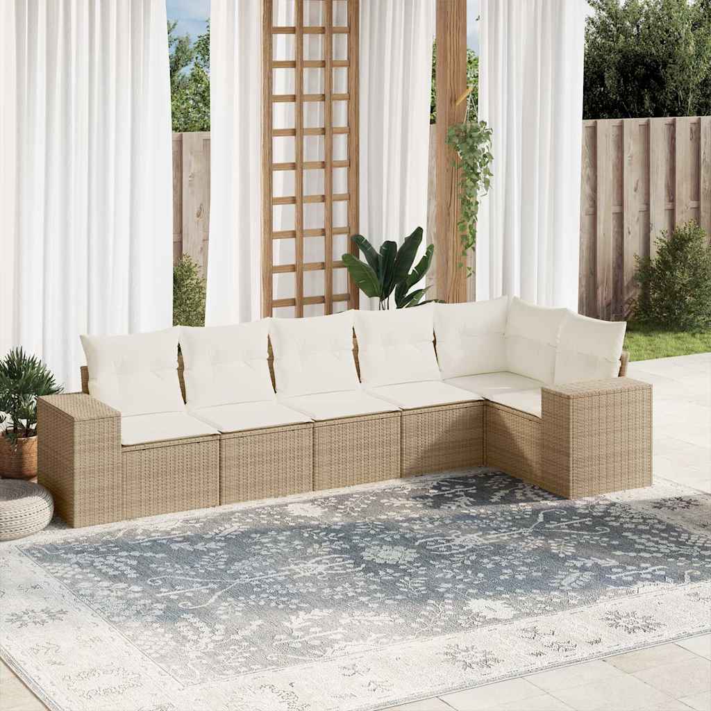 Sofasæt Til Haven 7 Dele Med Hynder Polyrattan Brun