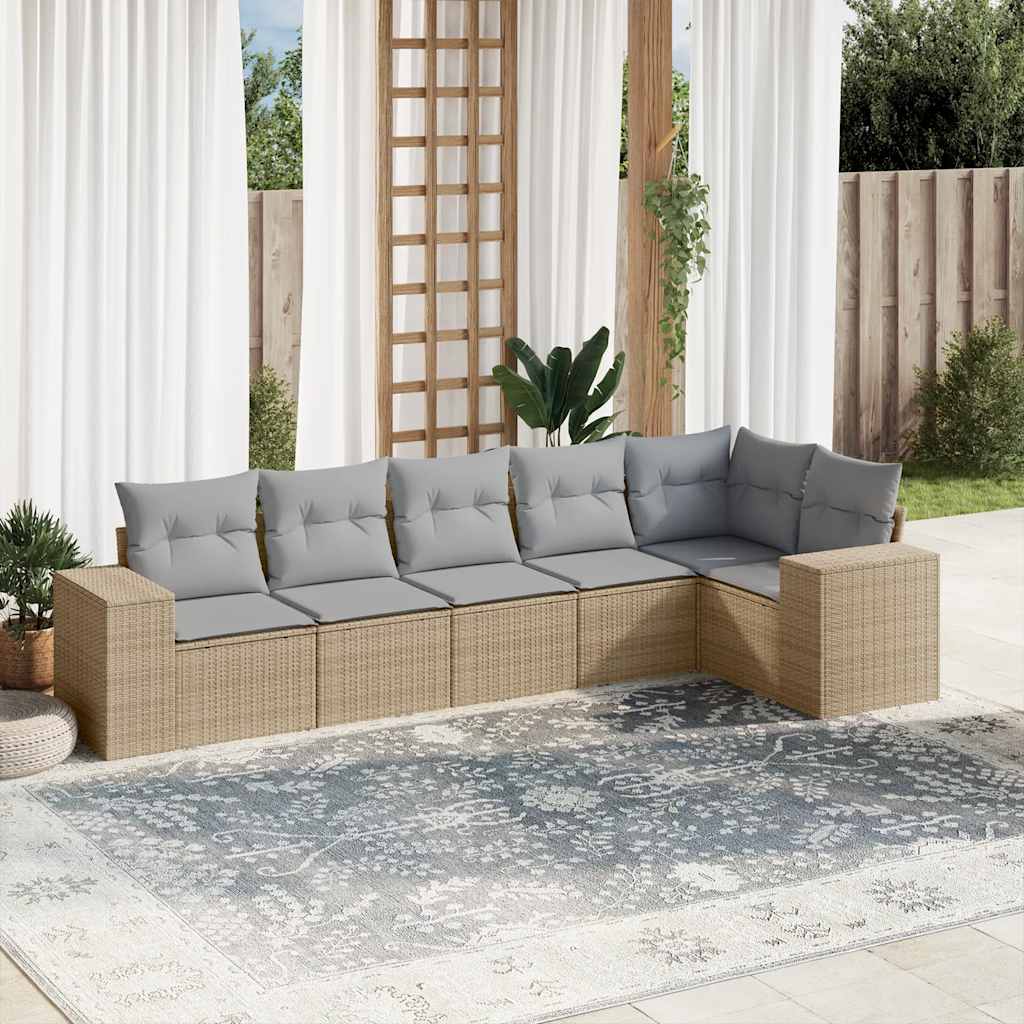 Sofasæt Til Haven 7 Dele Med Hynder Polyrattan Brun