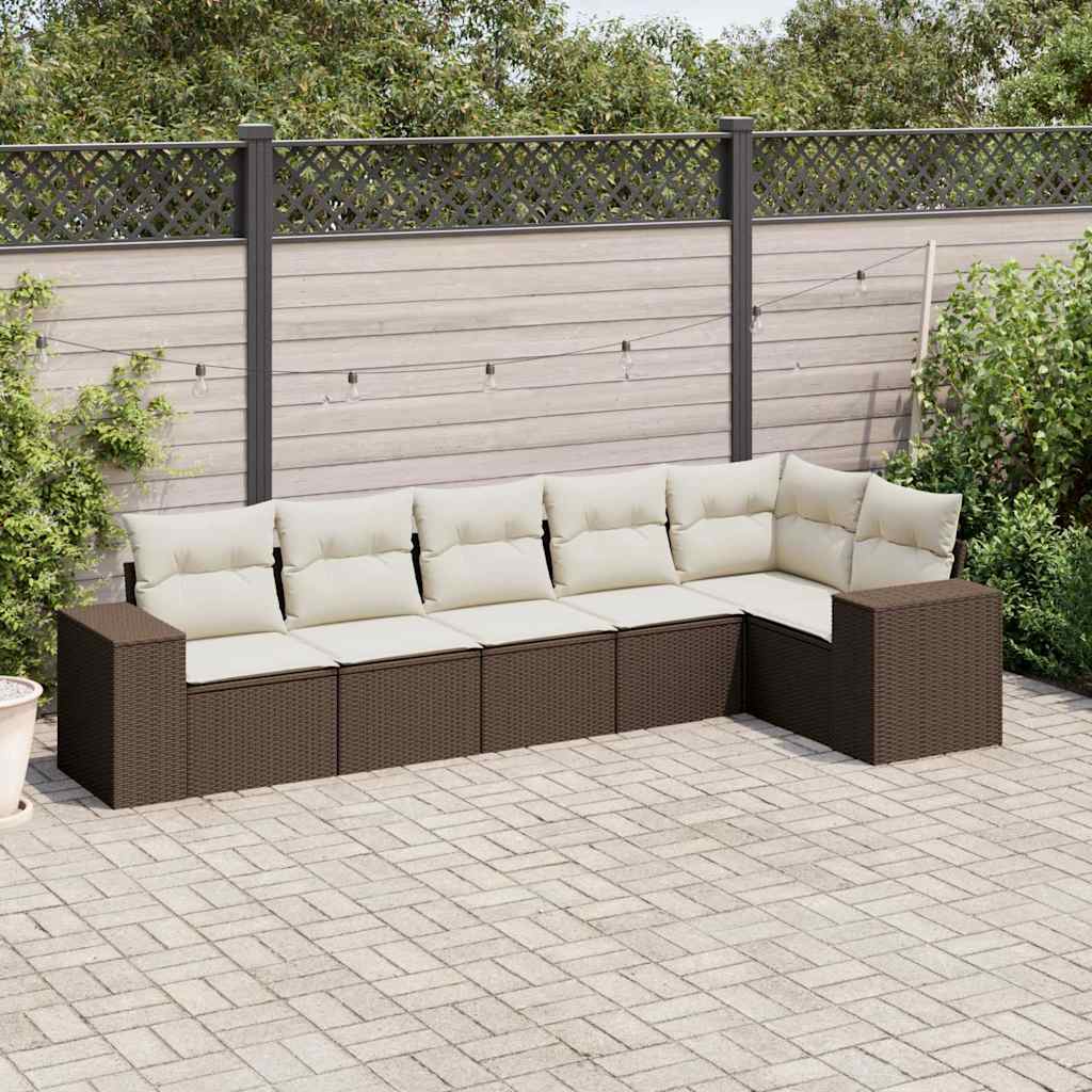 Sofasæt Til Haven 7 Dele Med Hynder Polyrattan Brun
