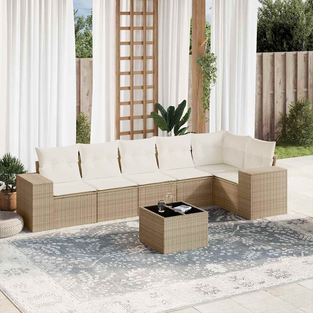 Sofasæt Til Haven 7 Dele Med Hynder Polyrattan Brun