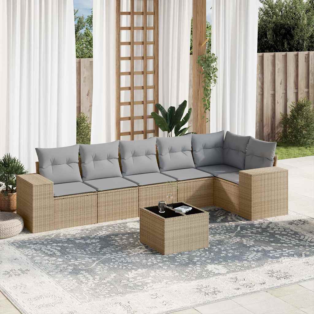 Sofasæt Til Haven 7 Dele Med Hynder Polyrattan Brun