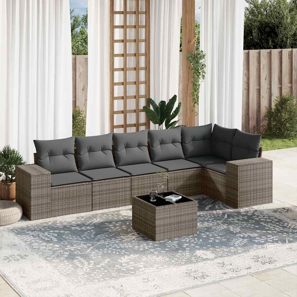 Sofasæt Til Haven 7 Dele Med Hynder Polyrattan Brun