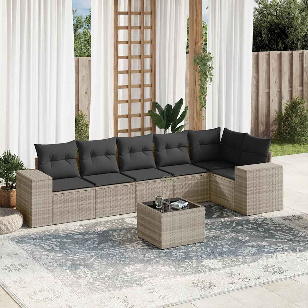 Sofasæt Til Haven 7 Dele Med Hynder Polyrattan Brun