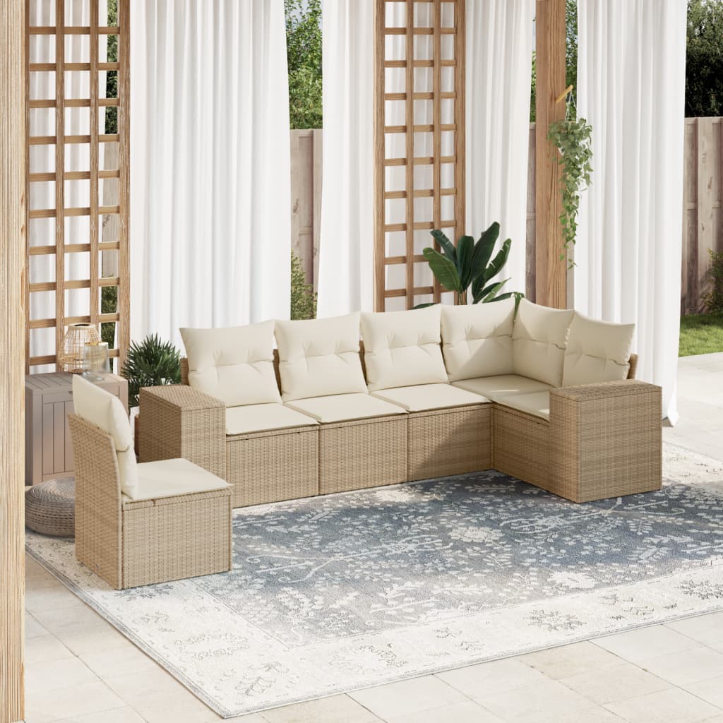 Sofasæt Til Haven 7 Dele Med Hynder Polyrattan Brun