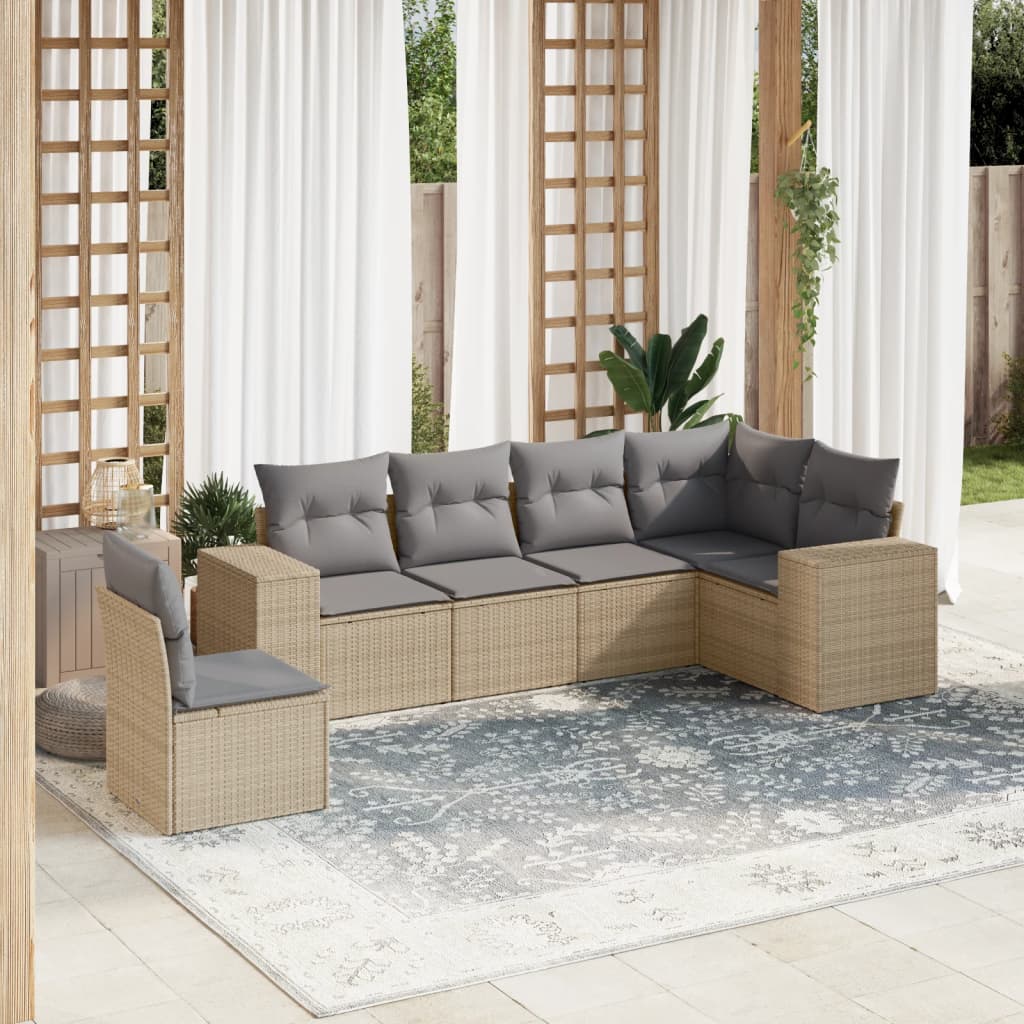 Sofasæt Til Haven 7 Dele Med Hynder Polyrattan Brun