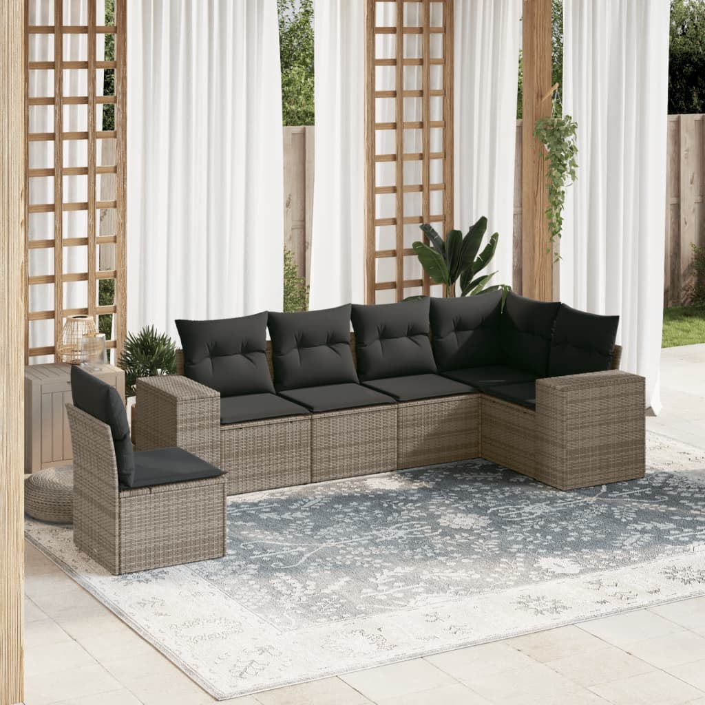 Sofasæt Til Haven 7 Dele Med Hynder Polyrattan Brun