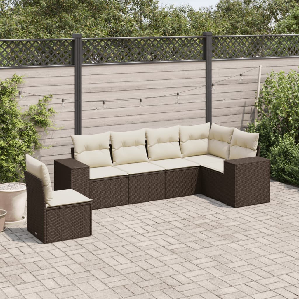 Sofasæt Til Haven 7 Dele Med Hynder Polyrattan Brun