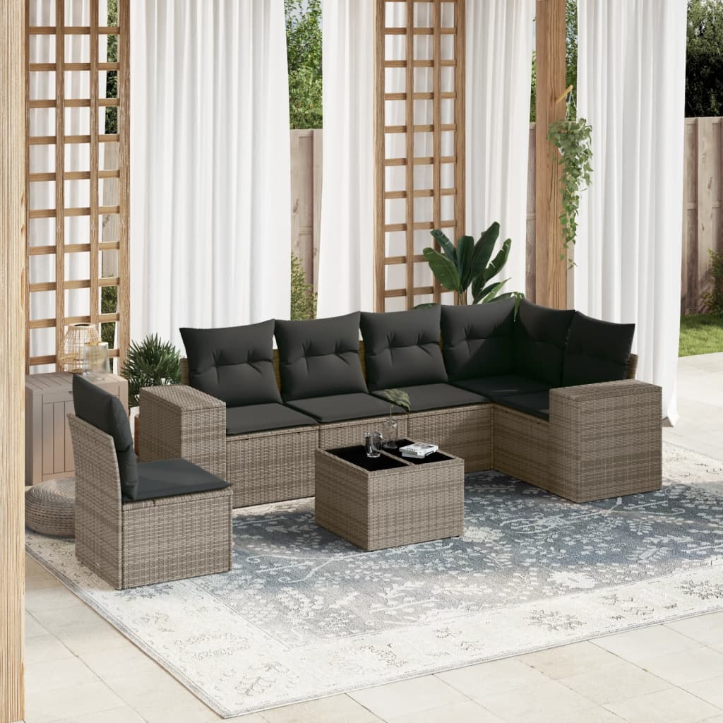 Sofasæt Til Haven 7 Dele Med Hynder Polyrattan Brun