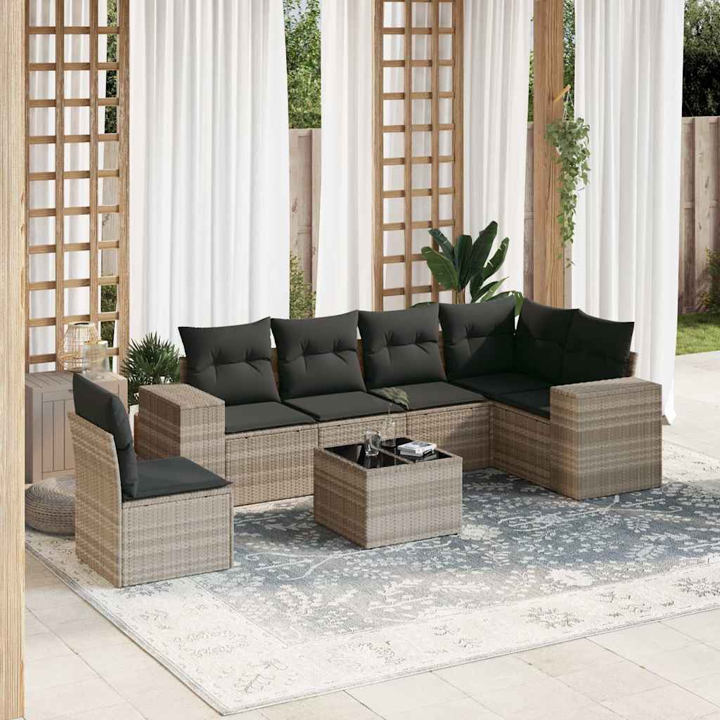 Sofasæt Til Haven 7 Dele Med Hynder Polyrattan Brun