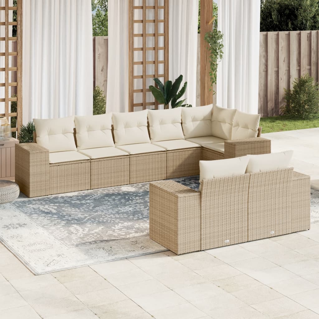Sofasæt Til Haven 8 Dele Med Hynder Polyrattan Brun