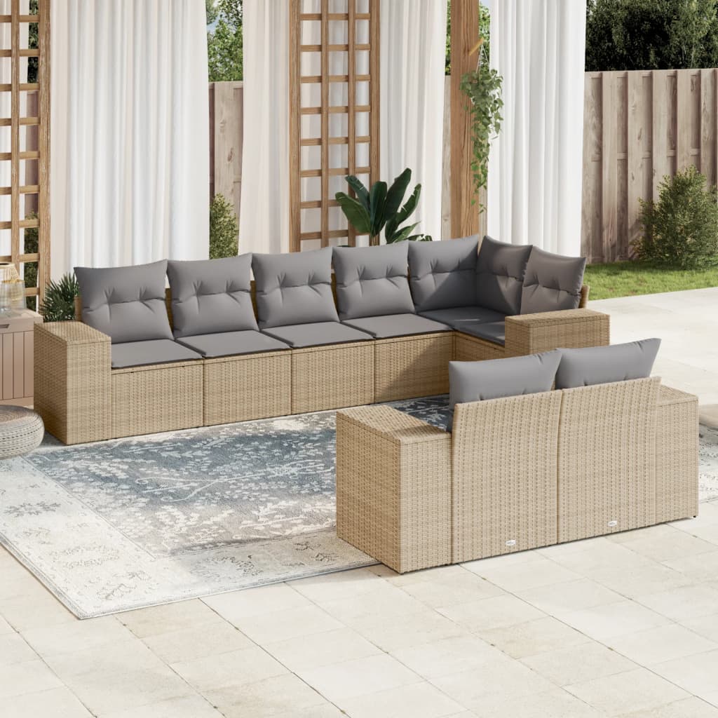 Sofasæt Til Haven 8 Dele Med Hynder Polyrattan Brun