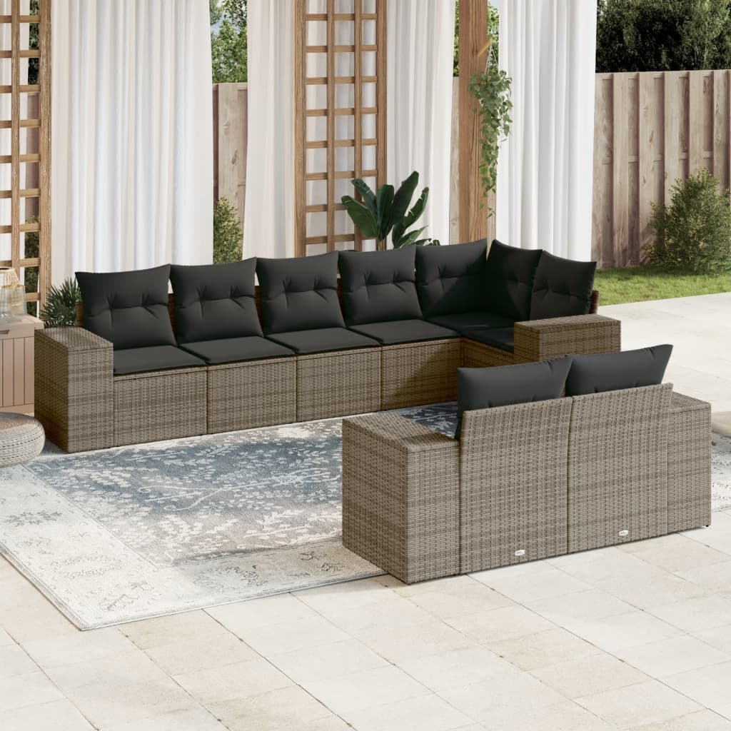 Sofasæt Til Haven 8 Dele Med Hynder Polyrattan Brun