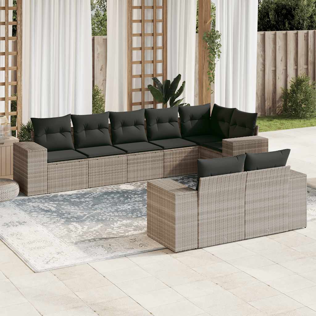 Sofasæt Til Haven 8 Dele Med Hynder Polyrattan Brun