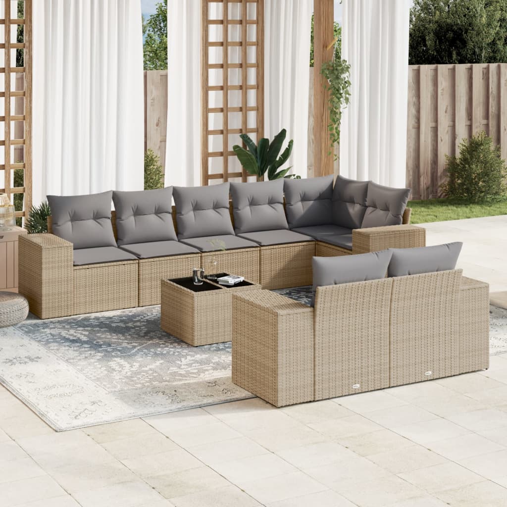 Sofasæt Til Haven 8 Dele Med Hynder Polyrattan Brun