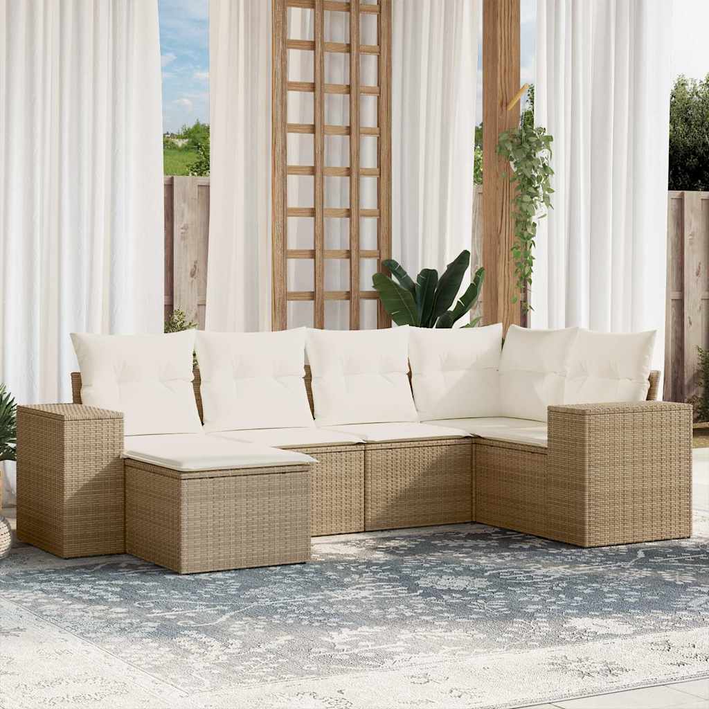 Sofasæt Til Haven 6 Dele Med Hynder Polyrattan Brun