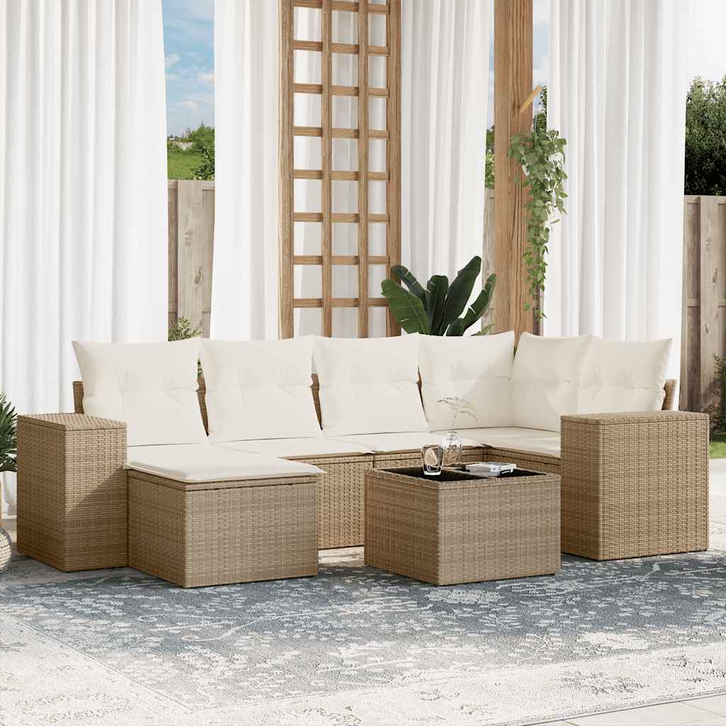 Sofasæt Til Haven 6 Dele Med Hynder Polyrattan Brun