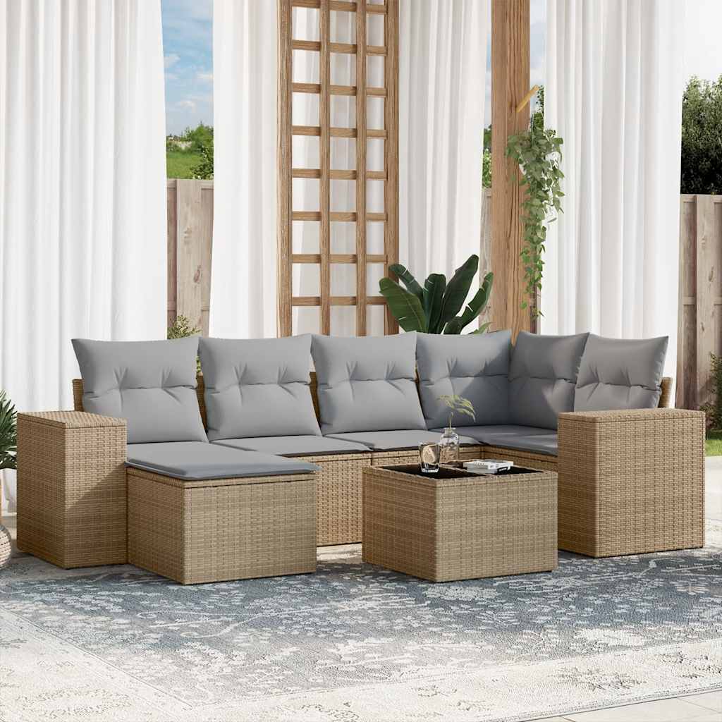 Sofasæt Til Haven 6 Dele Med Hynder Polyrattan Brun