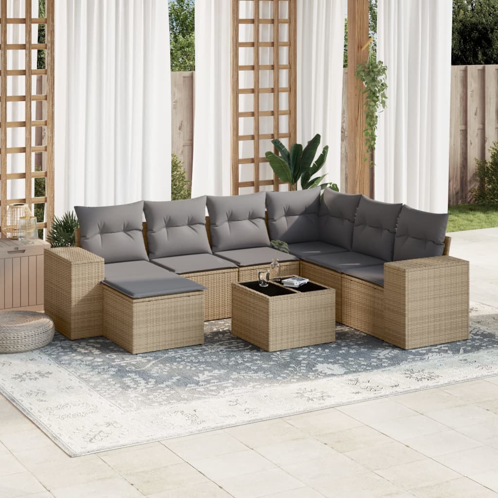 Sofasæt Til Haven 8 Dele Med Hynder Polyrattan Brun