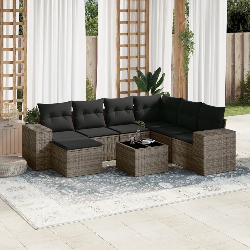 Sofasæt Til Haven 8 Dele Med Hynder Polyrattan Brun