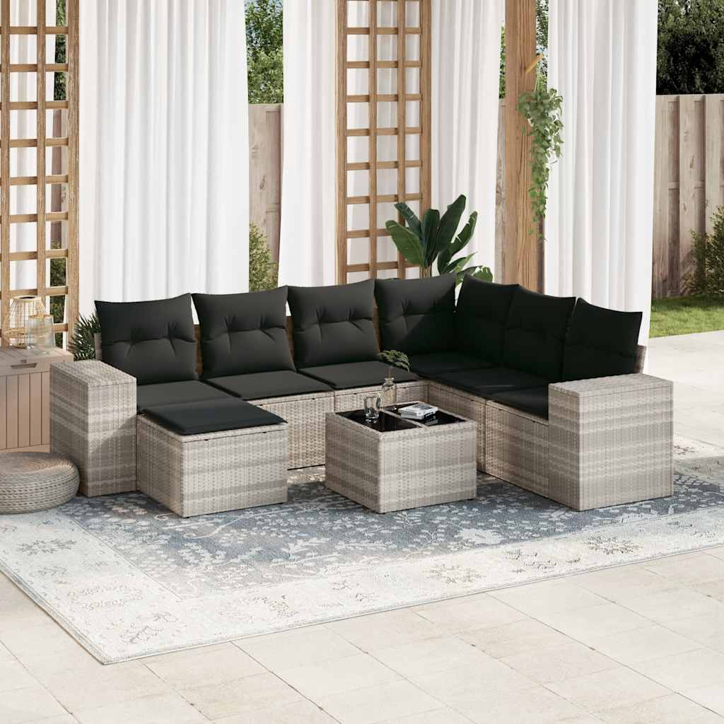Sofasæt Til Haven 8 Dele Med Hynder Polyrattan Brun