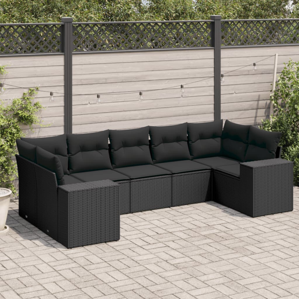 Sofasæt Til Haven 7 Dele Med Hynder Polyrattan Brun