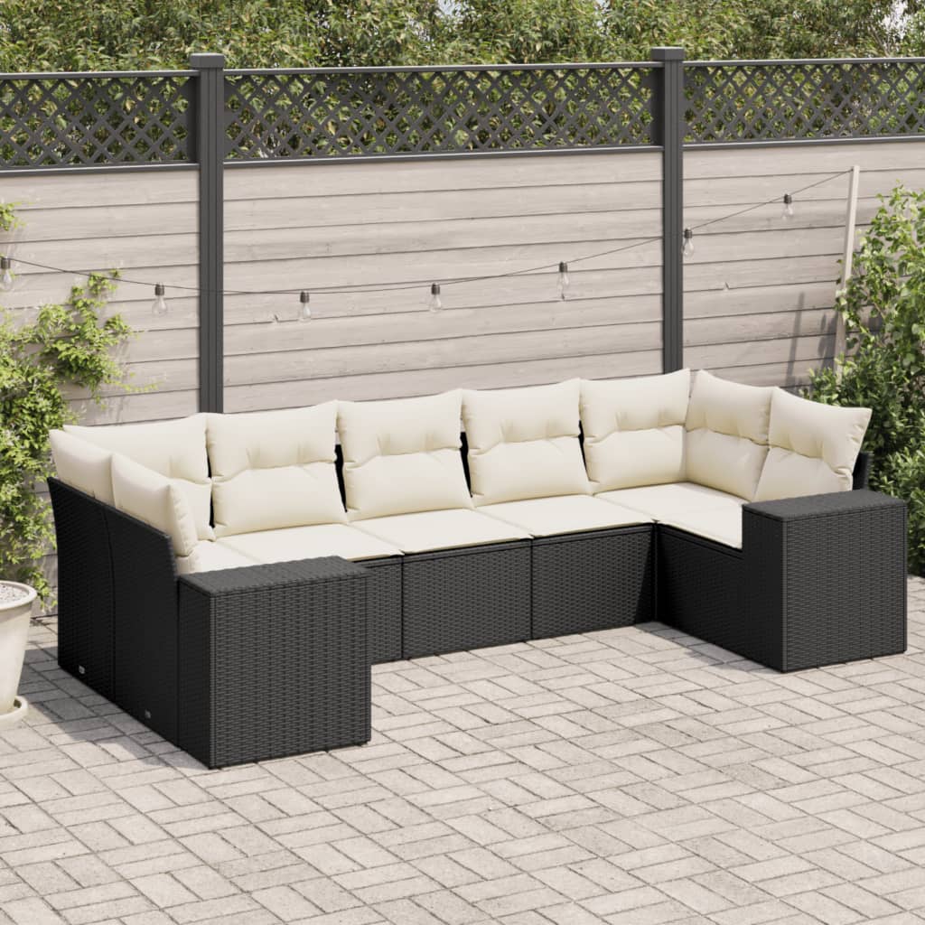 Sofasæt Til Haven 7 Dele Med Hynder Polyrattan Brun