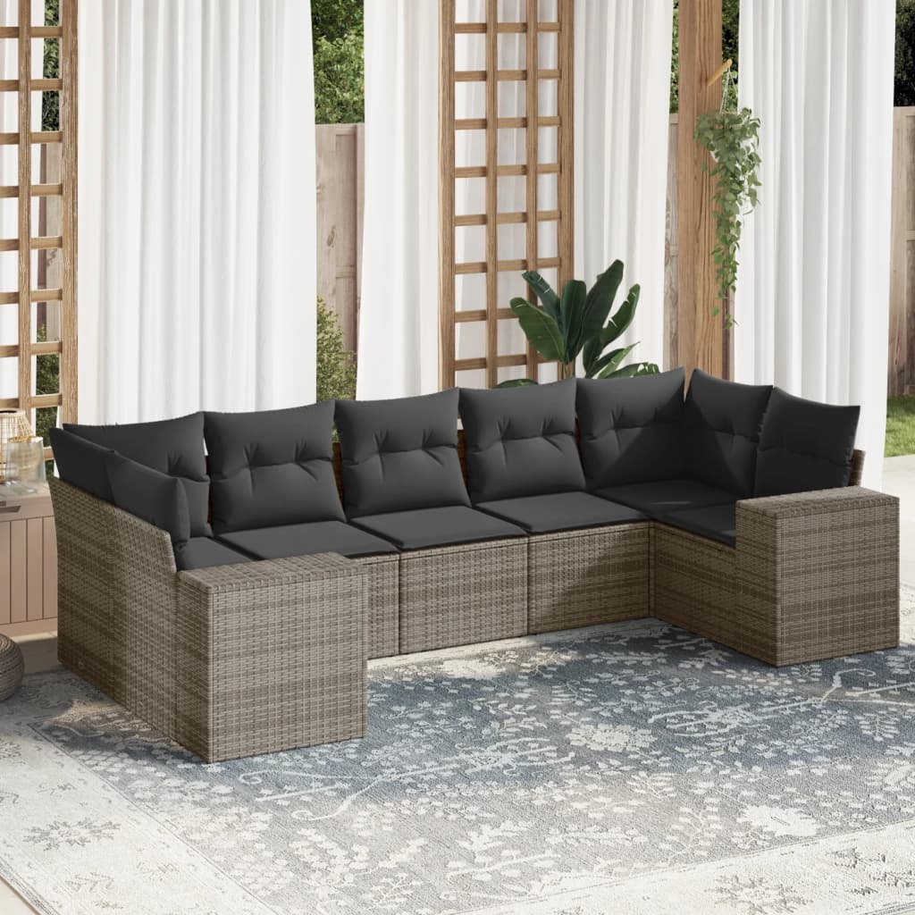 Sofasæt Til Haven 7 Dele Med Hynder Polyrattan Brun