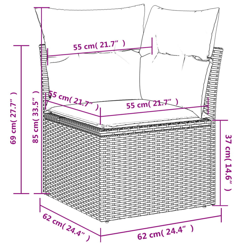 Sofasæt Til Haven 7 Dele Med Hynder Polyrattan Brun