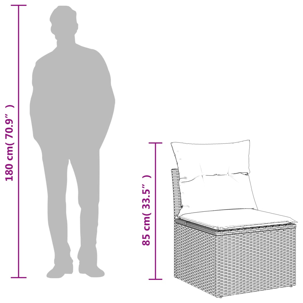 Sofasæt Til Haven 7 Dele Med Hynder Polyrattan Brun