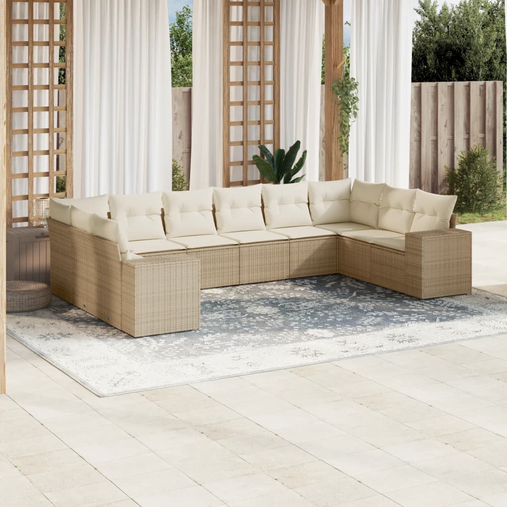 Sofasæt Til Haven 10 Dele Med Hynder Polyrattan Brun