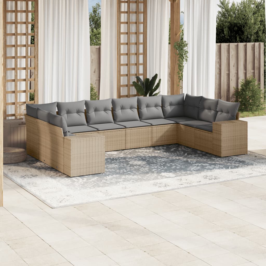 Sofasæt Til Haven 10 Dele Med Hynder Polyrattan Brun