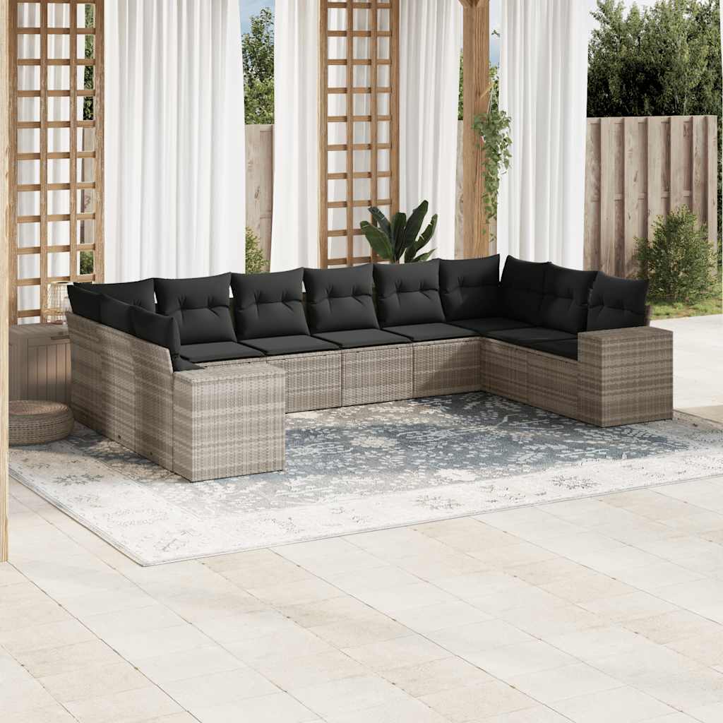 Sofasæt Til Haven 10 Dele Med Hynder Polyrattan Brun