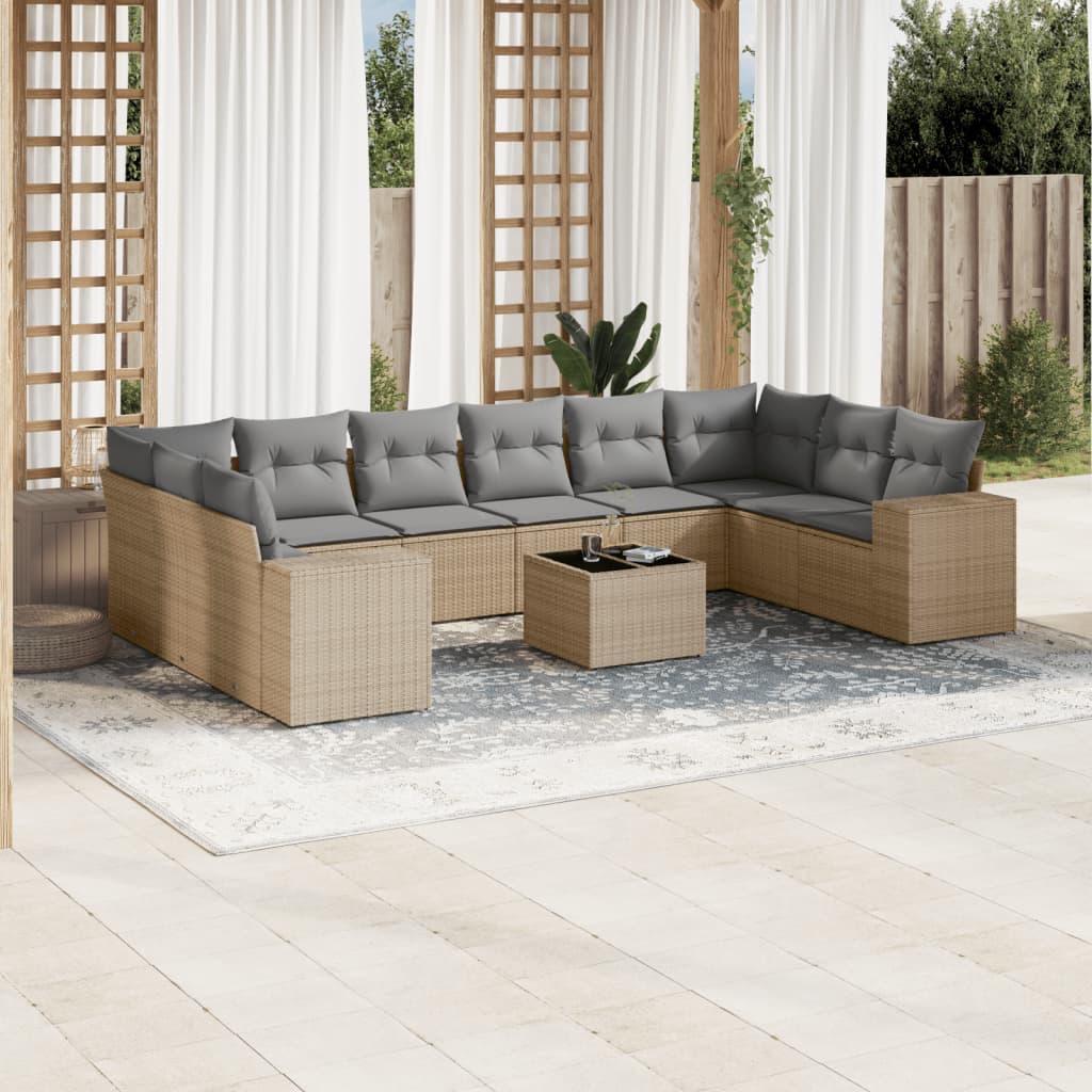 Sofasæt Til Haven 10 Dele Med Hynder Polyrattan Brun