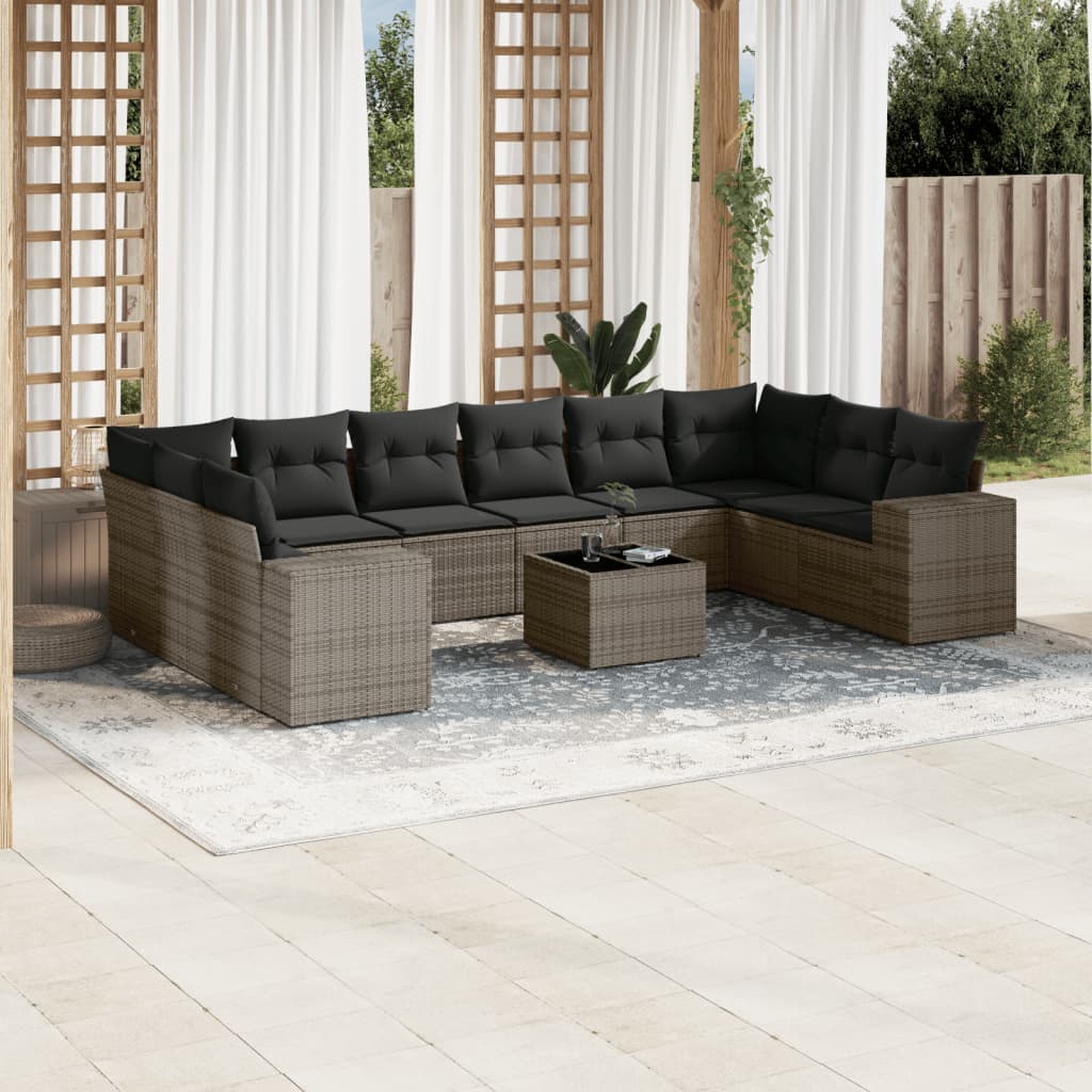 Sofasæt Til Haven 10 Dele Med Hynder Polyrattan Brun