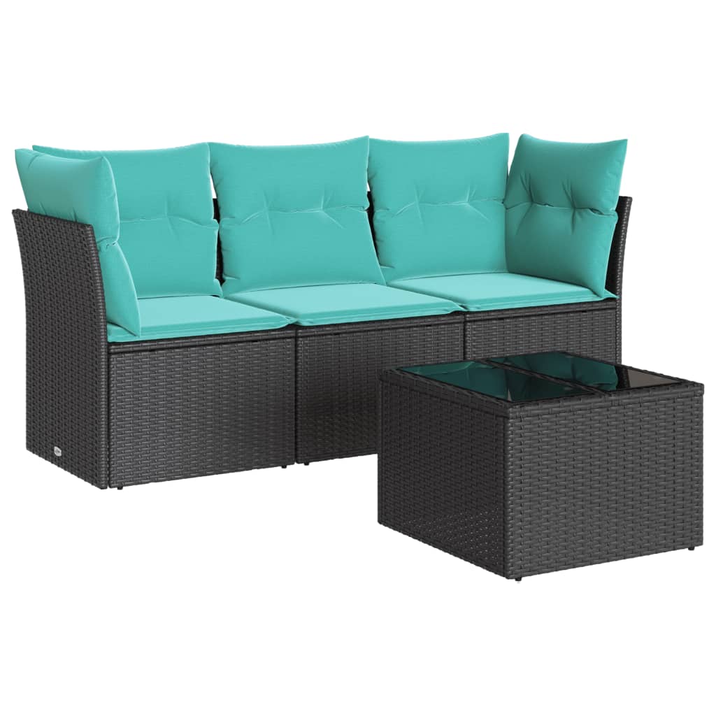 Sofasæt Til Haven 4 Dele Med Hynder Polyrattan Sort
