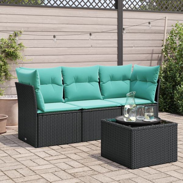 Sofasæt Til Haven 4 Dele Med Hynder Polyrattan Sort