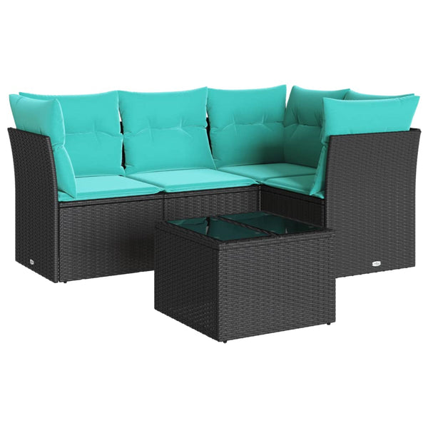 Sofasæt Til Haven 5 Dele Med Hynder Polyrattan Sort