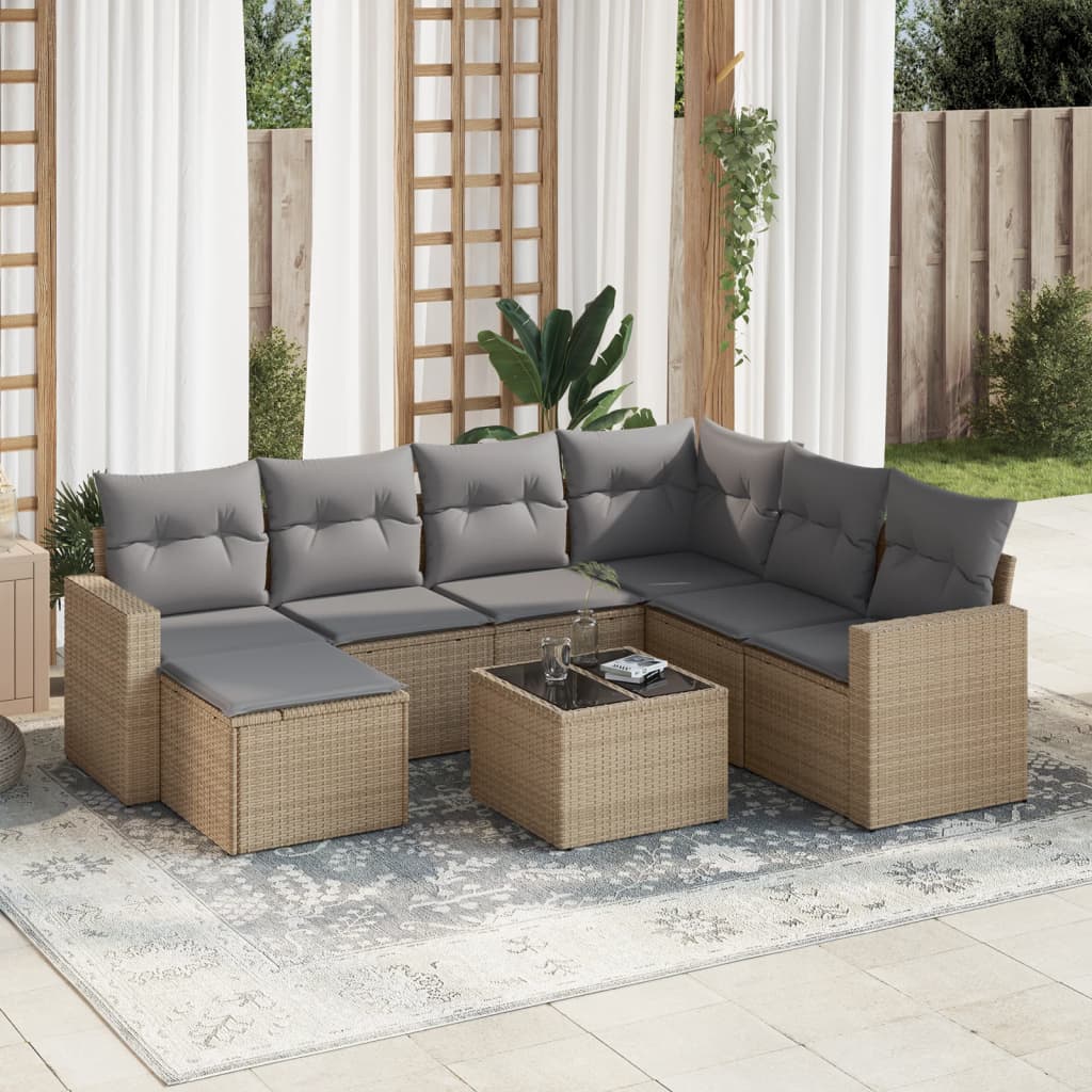 Sofasæt Til Haven 8 Dele Med Hynder Polyrattan Brun