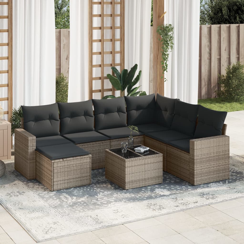 Sofasæt Til Haven 8 Dele Med Hynder Polyrattan Brun