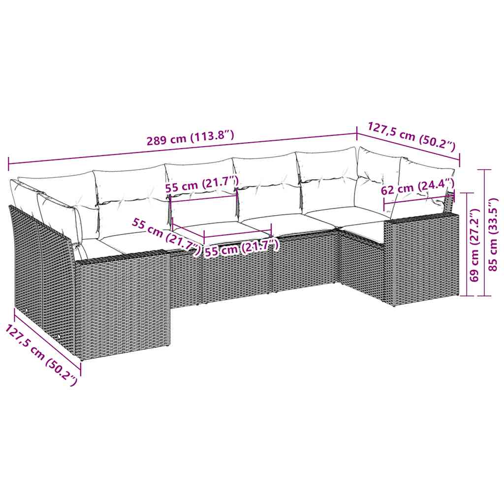 Sofasæt Til Haven 7 Dele Med Hynder Polyrattan
