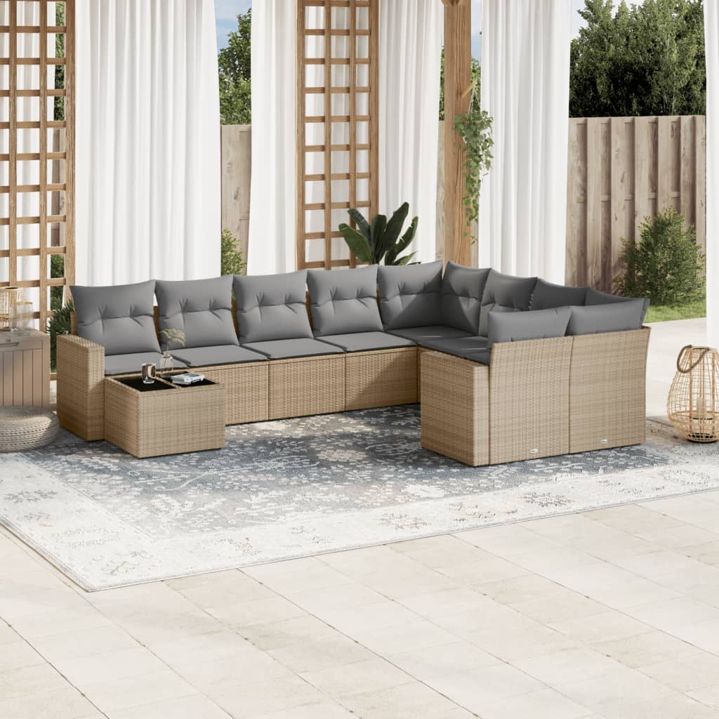 Sofasæt Til Haven 10 Dele Med Hynder Polyrattan Brun