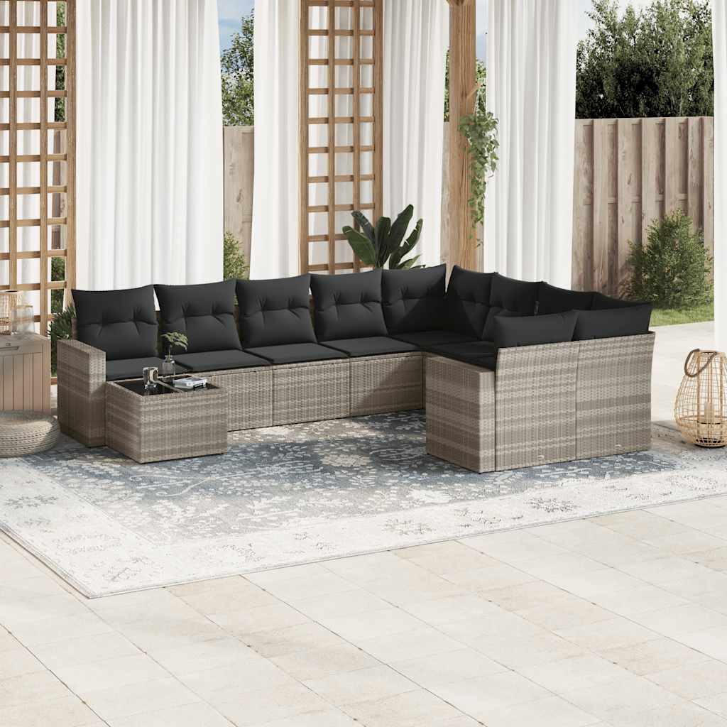 Sofasæt Til Haven 10 Dele Med Hynder Polyrattan Brun