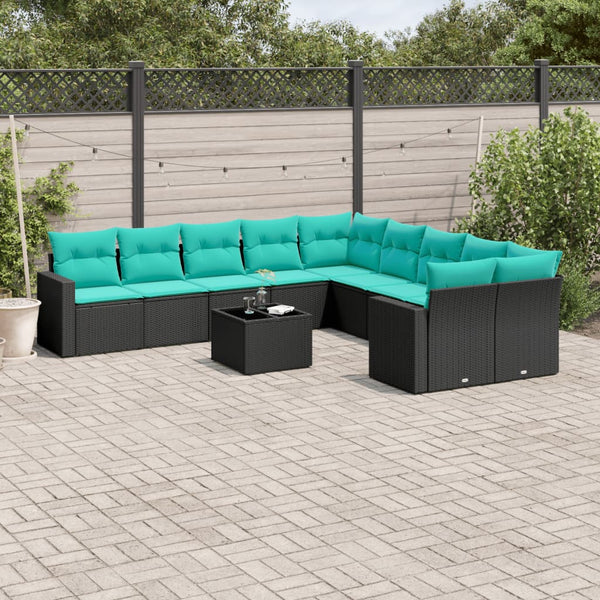 Sofasæt Til Haven 11 Dele Med Hynder Polyrattan Sort