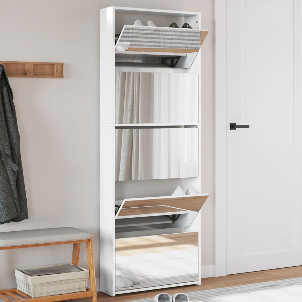 Skoskab 5 Hylder Med Spejl 63X17X169,5 Cm