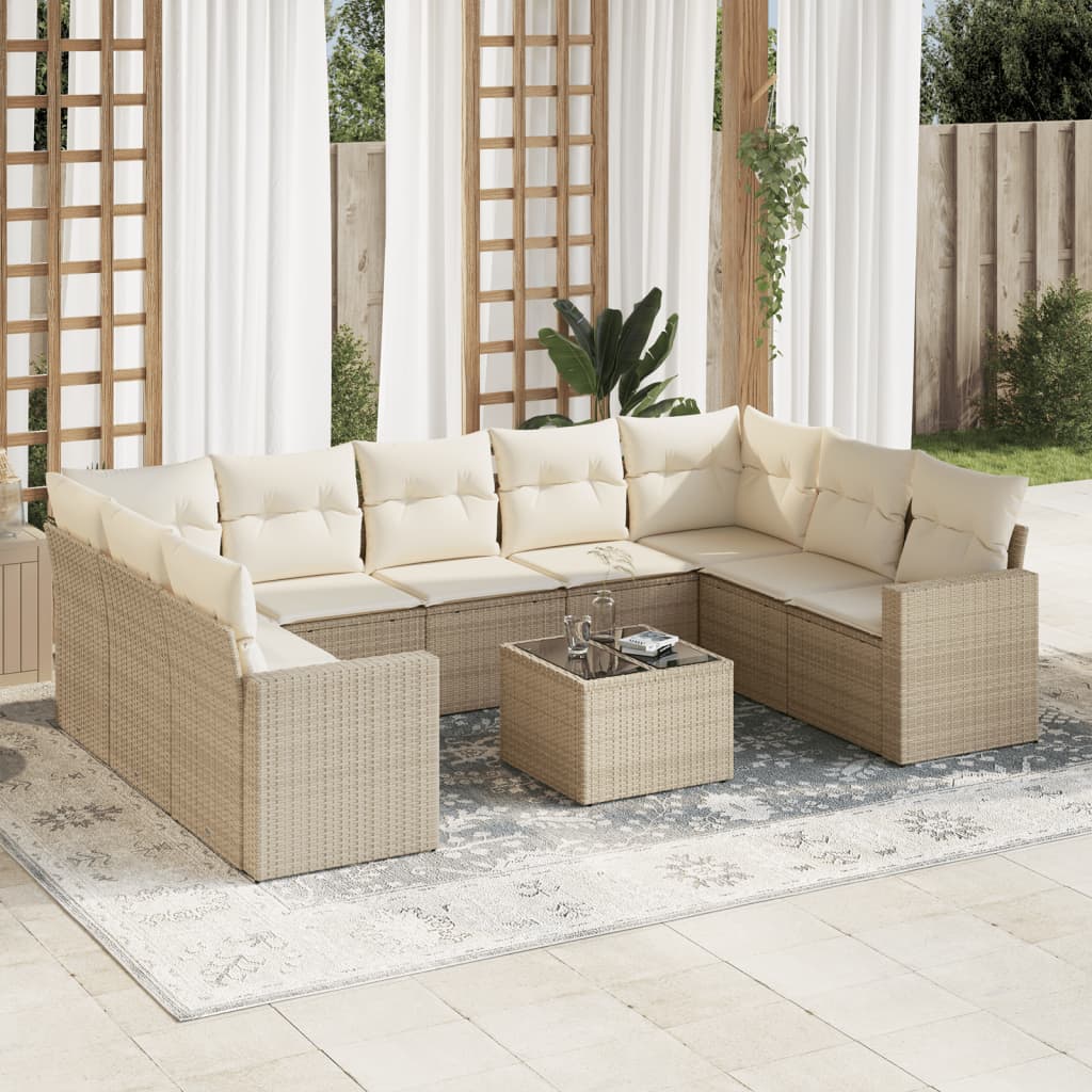 Sofasæt Til Haven 10 Dele Med Hynder Polyrattan Brun