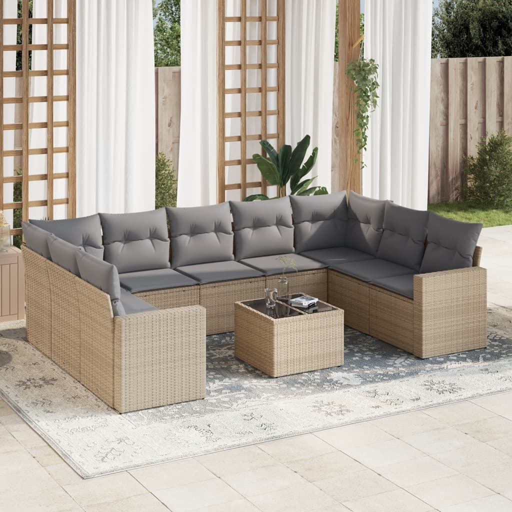 Sofasæt Til Haven 10 Dele Med Hynder Polyrattan Brun